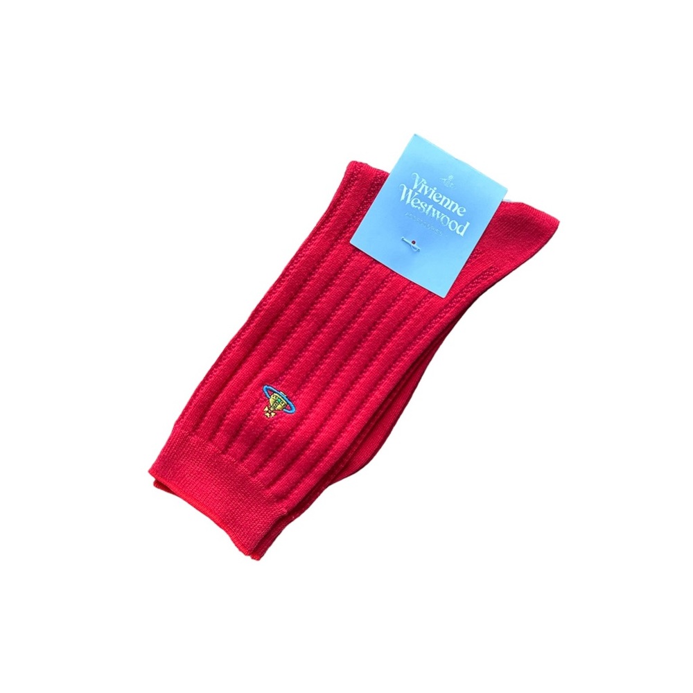 NWT Vivienne Westwood Ribbed Crew Socks - Red